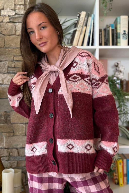 Moorland Lodge Cardigan Burgundy